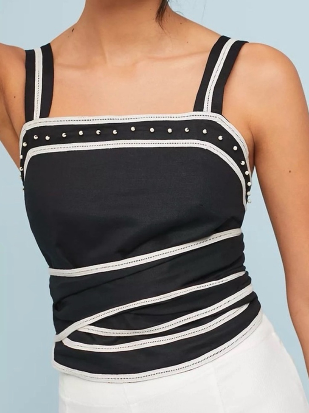 NWT Anthropologie Margot linen cropped top